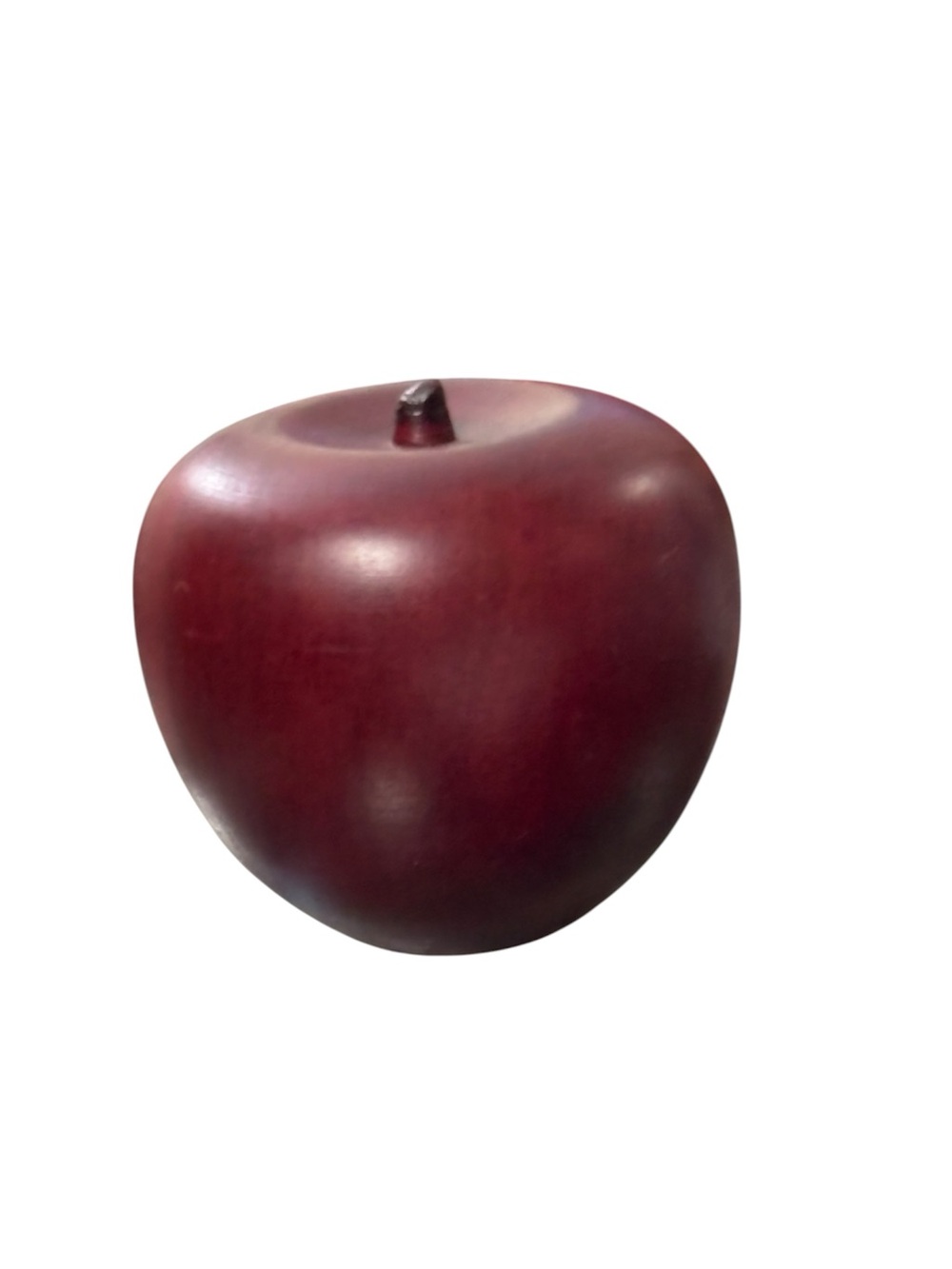 Vintage Turned Wooden Apple Solid Wood Accent Decor Deep Red Made in Haiti